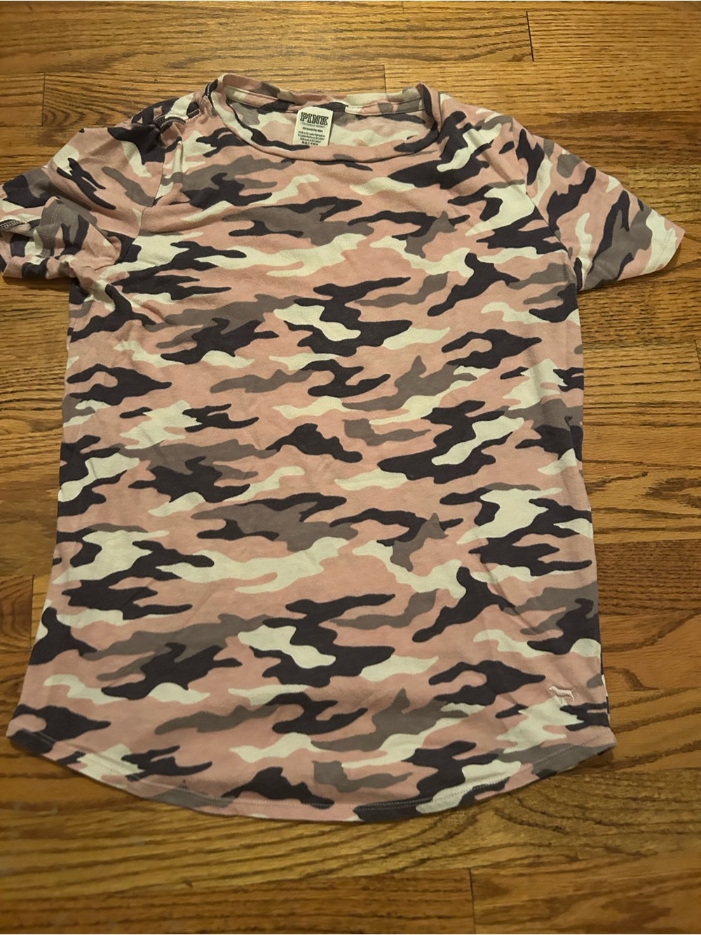 Pink x Victoria’s Secret Women’s S Cotton Blend Pink Grey White Camo Top